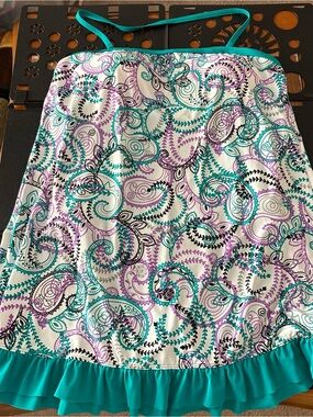 Catalina Teal, Purple & Black Paisley One-Piece Swimdress 2xl